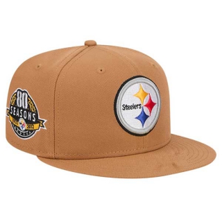 NFL Pittsburgh Steelers New Era Tan Color Pack 80th Anniversary Side Patch 9FIFTY Snapback Hat 2050