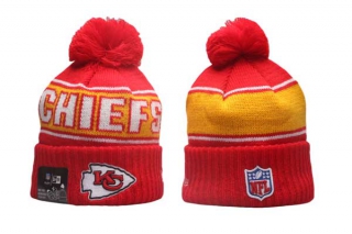 NFL Kansas City Chiefs New Era Red 2024 Sideline Sport Cuffed Knit Beanie Hat With Pom 5031