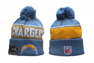 NFL Los Angeles Chargers New Era Blue 2024 Sideline Sport Cuffed Knit Beanie Hat With Pom 5008