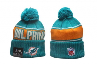 NFL Miami Dolphins New Era Aqua 2024 Sideline Sport Cuffed Knit Beanie Hat With Pom 5016