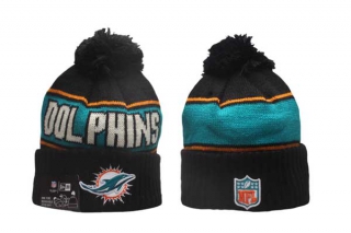 NFL Miami Dolphins New Era Black 2024 Sideline Sport Cuffed Knit Beanie Hat With Pom 5017