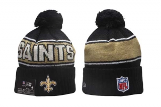 NFL New Orleans Saints New Era Black 2024 Sideline Sport Cuffed Knit Beanie Hat With Pom 5016