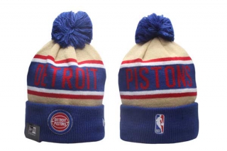 NBA Detroit Pistons New Era Royal Tan 2024 NBA Draft Cuffed Knit With Pom Beanies Hat 5001