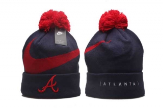 MLB Atlanta Braves Nike Navy Swoosh Peak Cuffed Knit Ha With Pom 5002