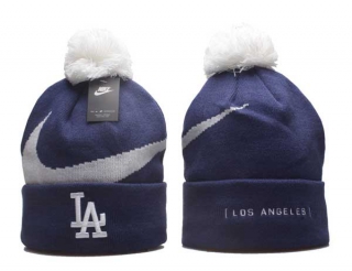 MLB Los Angeles Dodgers Nike Navy Swoosh Peak Cuffed Knit Ha With Pom 5009