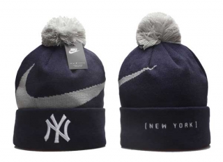 MLB New York Yankees Nike Navy Swoosh Peak Cuffed Knit Ha With Pom 5009