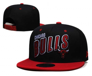 NBA Chicago Bulls New Era Black Red Stacked Slant 2-Tone 9FIFTY Snapback Hat 6081