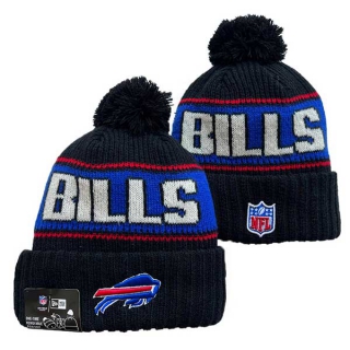 Wholesale NFL Buffalo Bills New Era Black 2024 Sideline Cold Weather Cuffed Knit Hat with Pom 3067