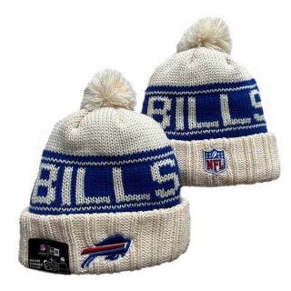 Wholesale NFL Buffalo Bills New Era Cream 2024 Sideline Cuffed Knit Hat with Pom 3068