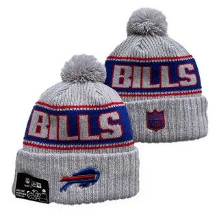 Wholesale NFL Buffalo Bills New Era Gray 2024 Sideline Cold Weather Cuffed Knit Hat with Pom 3069