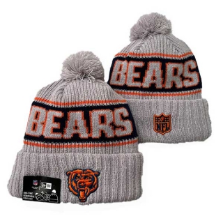 Wholesale NFL Chicago Bears New Era Gray 2024 Sideline Cold Weather Cuffed Knit Hat with Pom 3064