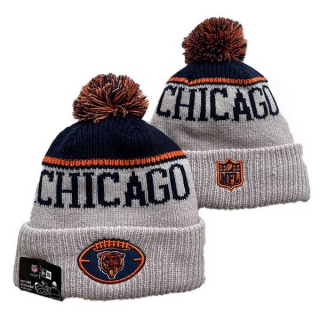 Wholesale NFL Chicago Bears New Era Stone 2024 Sideline Historic Cuffed Knit Hat with Pom 3066