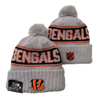 Wholesale NFL Cincinnati Bengals New Era Gray 2024 Sideline Cold Weather Cuffed Knit Hat with Pom 3055