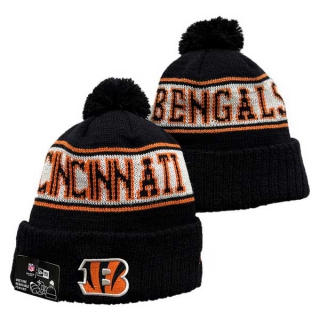 Wholesale NFL Cincinnati Bengals New Era Navy 2024 Sideline Cold Weather Cuffed Knit Hat with Pom 3057