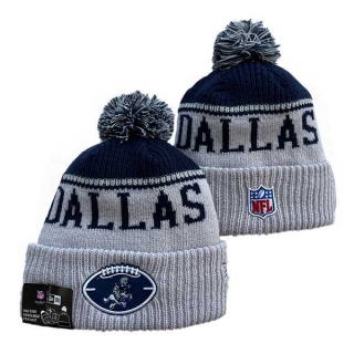 Wholesale NFL Dallas Cowboys New Era Stone 2024 Sideline Historic Cuffed Knit Hat with Pom 3078