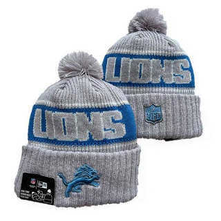 Wholesale NFL Detroit Lions New Era Gray 2024 Sideline Cold Weather Cuffed Knit Hat with Pom 3059