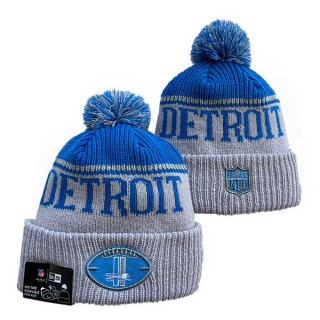 Wholesale NFL Detroit Lions New Era Stone 2024 Sideline Historic Cuffed Knit Hat with Pom 3061