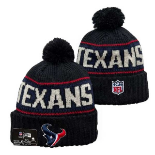 Wholesale NFL Houston Texans New Era Black 2024 Sideline Cold Weather Cuffed Knit Hat with Pom 3050