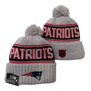 Wholesale NFL New England Patriots New Era Gray 2024 Sideline Cold Weather Cuffed Knit Hat with Pom 3066