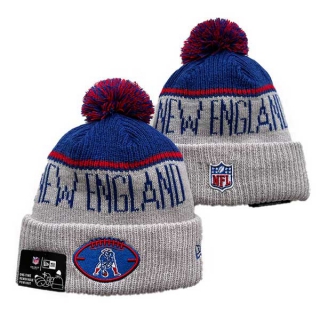 Wholesale NFL New England Patriots New Era Stone 2024 Sideline Historic Cuffed Knit Hat with Pom 3068