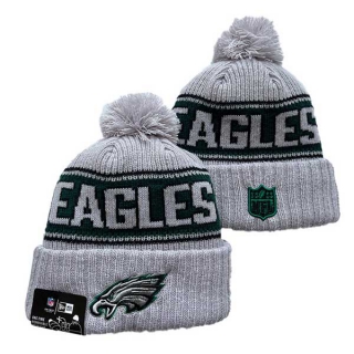 Wholesale NFL Philadelphia Eagles New Era Gray 2024 Sideline Cold Weather Cuffed Knit Hat with Pom 3075