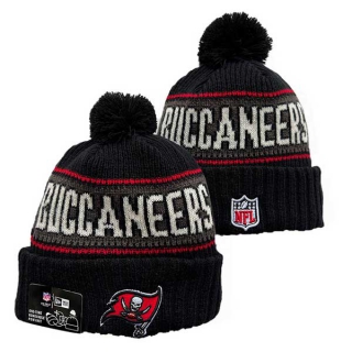 Wholesale NFL Tampa Bay Buccaneers New Era Black 2024 Sideline Cold Weather Cuffed Knit Hat with Pom 3059