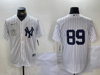 Men's MLB New York Yankees #89 Jasson Dominguez White Logo Cool Base Stitched Nike Baseball Jersey