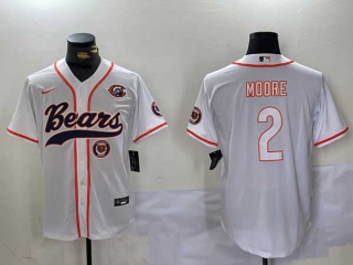 Men's NFL Chicago Bears #2 DJ Moore White Logo Throwback With Patch Cool Base Stitched Nike Baseball Jersey