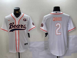 Men's NFL Chicago Bears #2 DJ Moore White Throwback With Patch Cool Base Stitched Nike Baseball Jersey