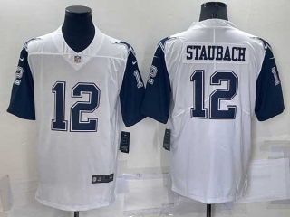 Men's NFL Dallas Cowboys #12 Roger Staubach White Color Rush Stitched Nike Limited Football Jersey