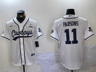 Men's NFL Dallas Cowboys #11 Micah Parsons White With Texas Patch Stitched Nike Baseball Jerseys