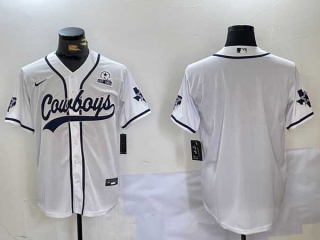 Men's NFL Dallas Cowboys Blank White With Texas Patch Stitched Nike Baseball Jersey (3)