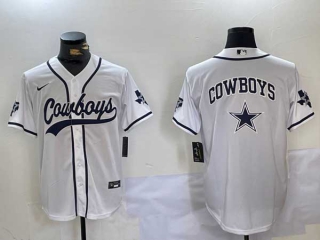 Men's NFL Dallas Cowboys Blank White With Texas Patch Stitched Nike Baseball Jersey (5)