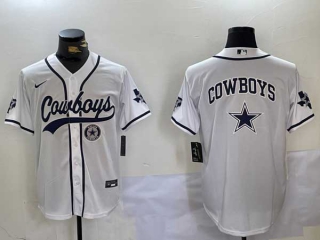 Men's NFL Dallas Cowboys Blank White With Texas Patch Stitched Nike Baseball Jersey (6)