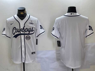 Men's NFL Dallas Cowboys Blank White With Texas Patch Stitched Nike Baseball Jersey (4)