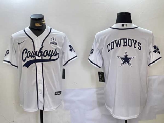 Men's NFL Dallas Cowboys Blank White With Texas Patch Stitched Nike Baseball Jersey (7)