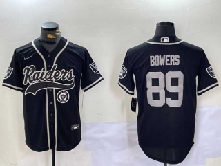 Men's NFL Las Vegas Raiders #89 Brock Bowers Black Logo Cool Base Stitched Nike Baseball Jersey