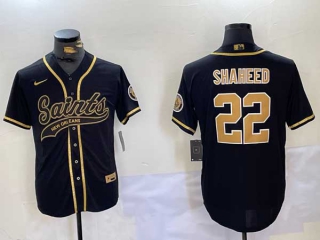 Men's NFL New Orleans Saints #22 Rashid Shaheed Black Cool Base Stitched Nike Baseball Jersey