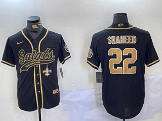 Men's NFL New Orleans Saints #22 Rashid Shaheed Black Logo Cool Base Stitched Nike Baseball Jersey