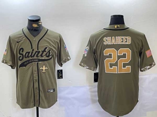 Men's NFL New Orleans Saints #22 Rashid Shaheed Olive Salute to Service Cool Base Stitched Nike Baseball Jersey