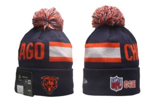 Wholesale NFL Chicago Bears New Era Navy 2024 Sideline Tech Knit Beanies Hat With Pom 5017