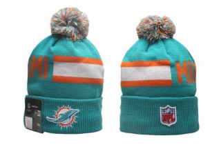 Wholesale NFL Miami Dolphins New Era Aqua 2024 Sideline Tech Knit Beanies Hat With Pom 5018