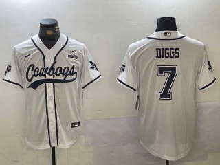 Men's NFL Dallas Cowboys #7 Trevon Diggs White With Texas Patch Stitched Cool Base Nike Baseball Jerseys