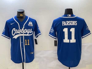 Men's NFL Dallas Cowboys #11 Micah Parsons Royal Number With Texas Patch Stitched Cool Base Nike Baseball Jerseys