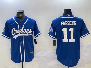 Men's NFL Dallas Cowboys #11 Micah Parsons Royal With Texas Patch Stitched Cool Base Nike Baseball Jersey