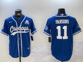 Men's NFL Dallas Cowboys #11 Micah Parsons Royal With Texas Patch Stitched Cool Base Nike Baseball Jerseys