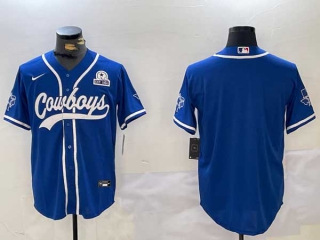 Men's NFL Dallas Cowboys Blank Royal With Texas Patch Stitched Nike Baseball Jersey (3)