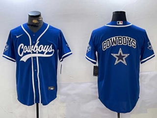 Men's NFL Dallas Cowboys Blank Royal With Texas Patch Stitched Nike Baseball Jersey (5)