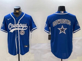 Men's NFL Dallas Cowboys Blank Royal With Texas Patch Stitched Nike Baseball Jersey (6)