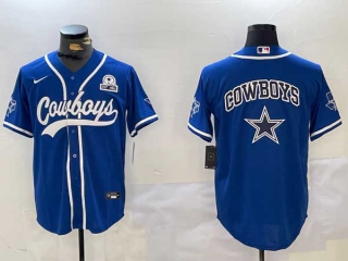 Men's NFL Dallas Cowboys Blank Royal With Texas Patch Stitched Nike Baseball Jersey (7)